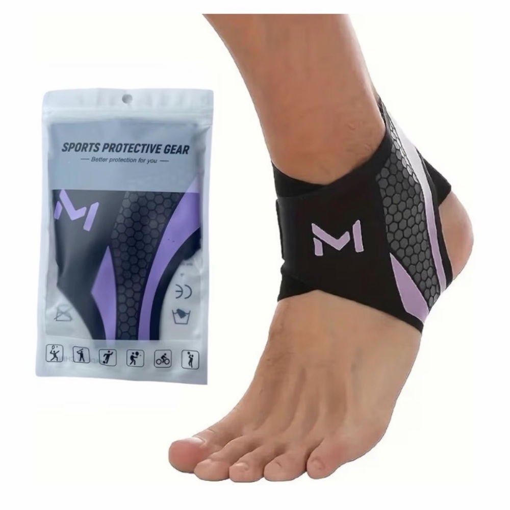Unbranded Black & Purple Ankle Support Sleeve - Compression & Stability